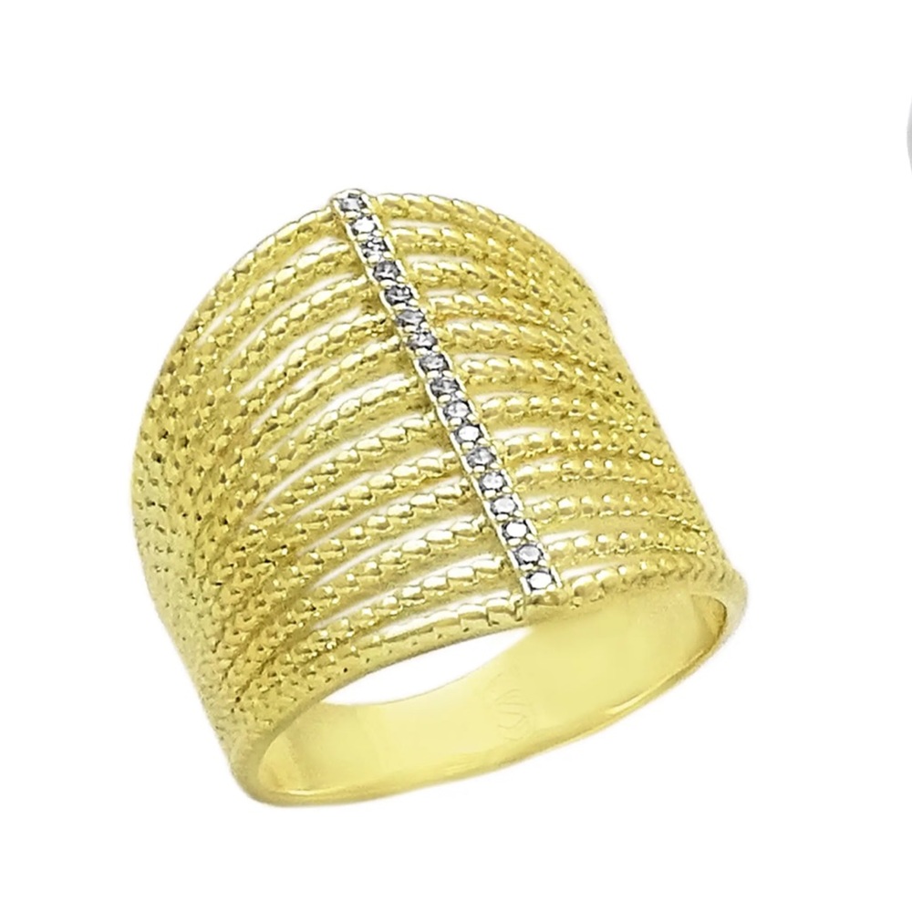 SAVVY CIE JEWELS 14K Yellow Gold Plated Pave CZ Multi Band Ring
